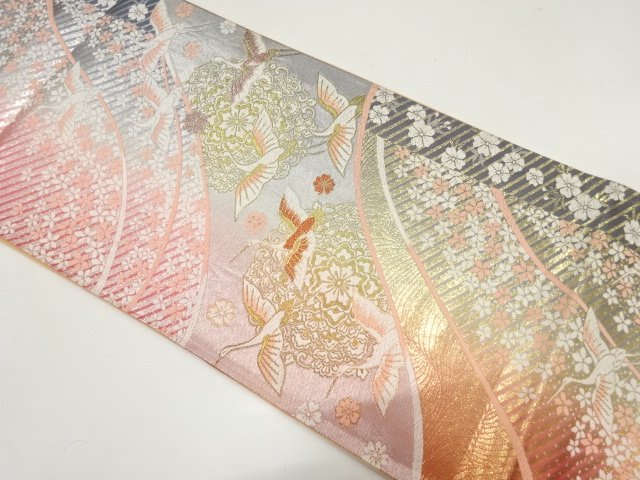 JAPANESE KIMONO / FUKURO OBI / WOVEN CRANE / CHERRY BLOSSOM PATTERNS